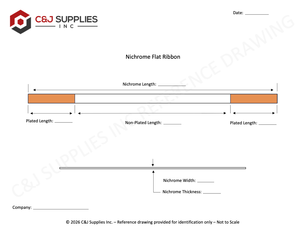 Copper-plated heating element drawing for impulse heat sealers
